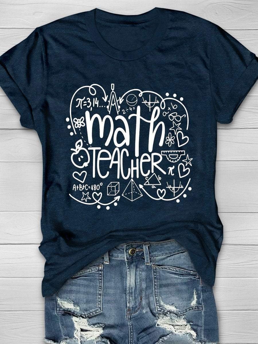 Math Teacher Print Short Sleeve T-shirt