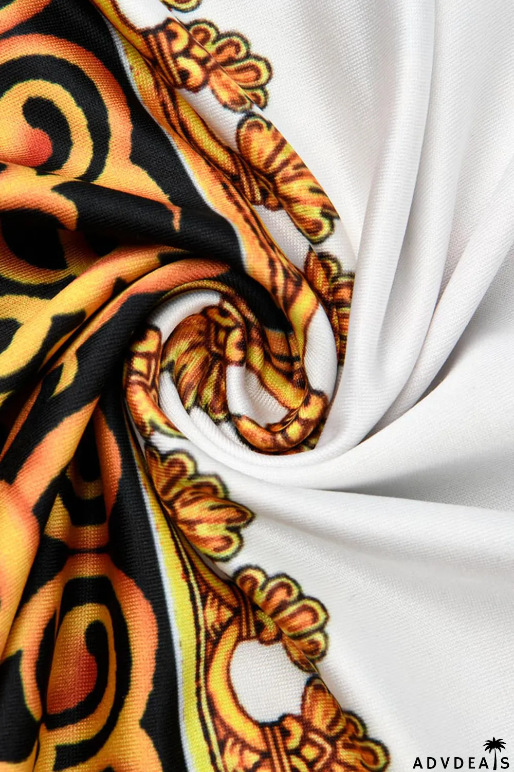 White Casual Printed Knitting Mid Calf Dress