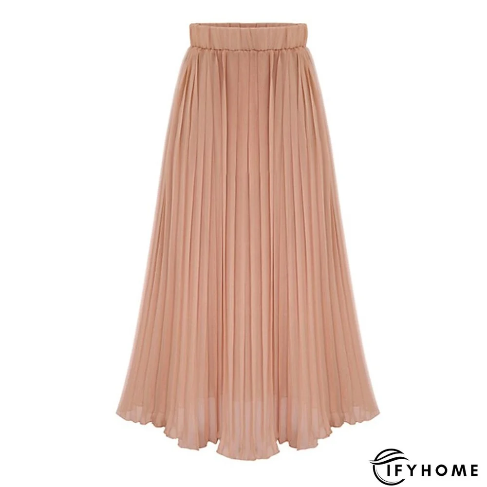 Women's Skirt Long Skirt Maxi Chiffon Black White Pink Beige Skirts Summer Pleated Lined Basic Streetwear Holiday Vacation One-Size | IFYHOME
