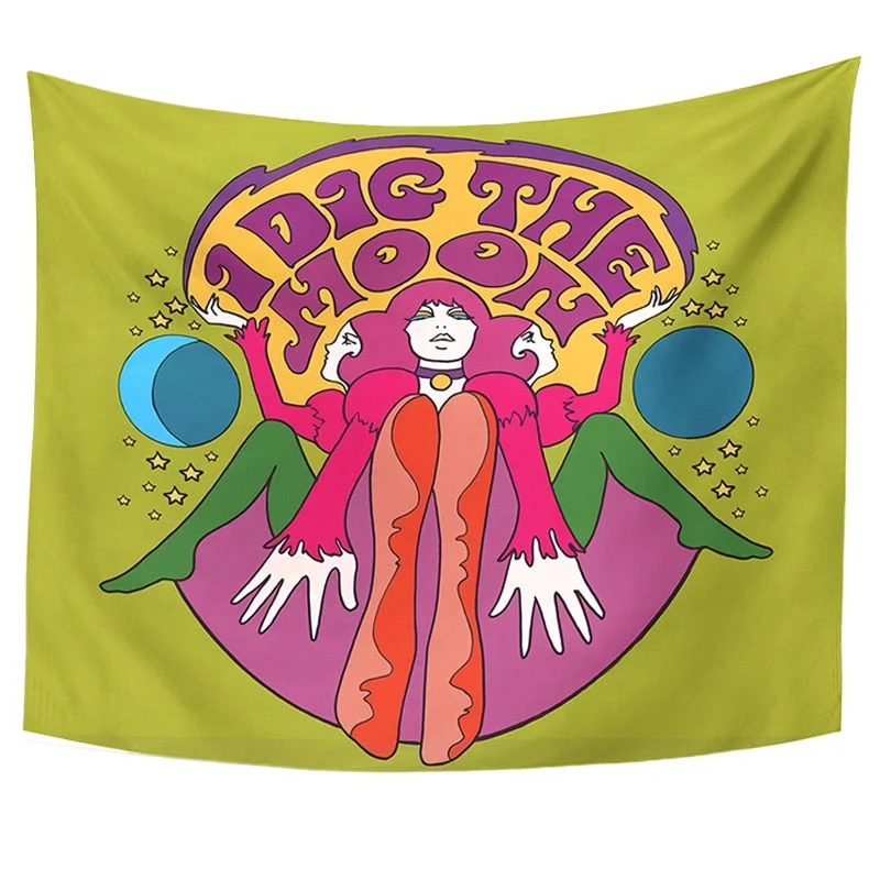 Mushroom Tapestry Wall Hanging Bohemian Vintage 80S Wall Art Decor Home Floral Art Carpet Retro Wall Hanging Decor Tapestries