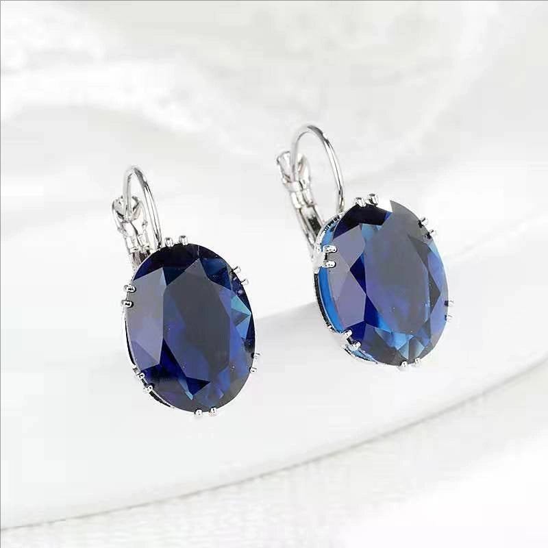 Jewelry Light Luxury Niche Colored Gemstone Stud Earrings Women’s Fashion Trendy Design Popular Earrings Earrings
