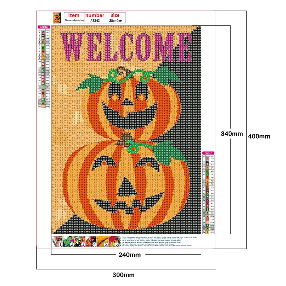 5D DIY Full Round Drill Diamond Painting Halloween Holiday Kit Rhinestone