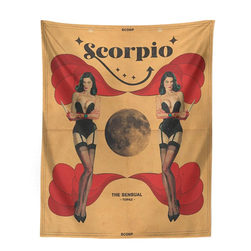 12Constellation Tarot Tapestry retro modern woman Tarot Wall Hanging sexy woman Room Decor Bedspread Cover Sun starry Wall Decor