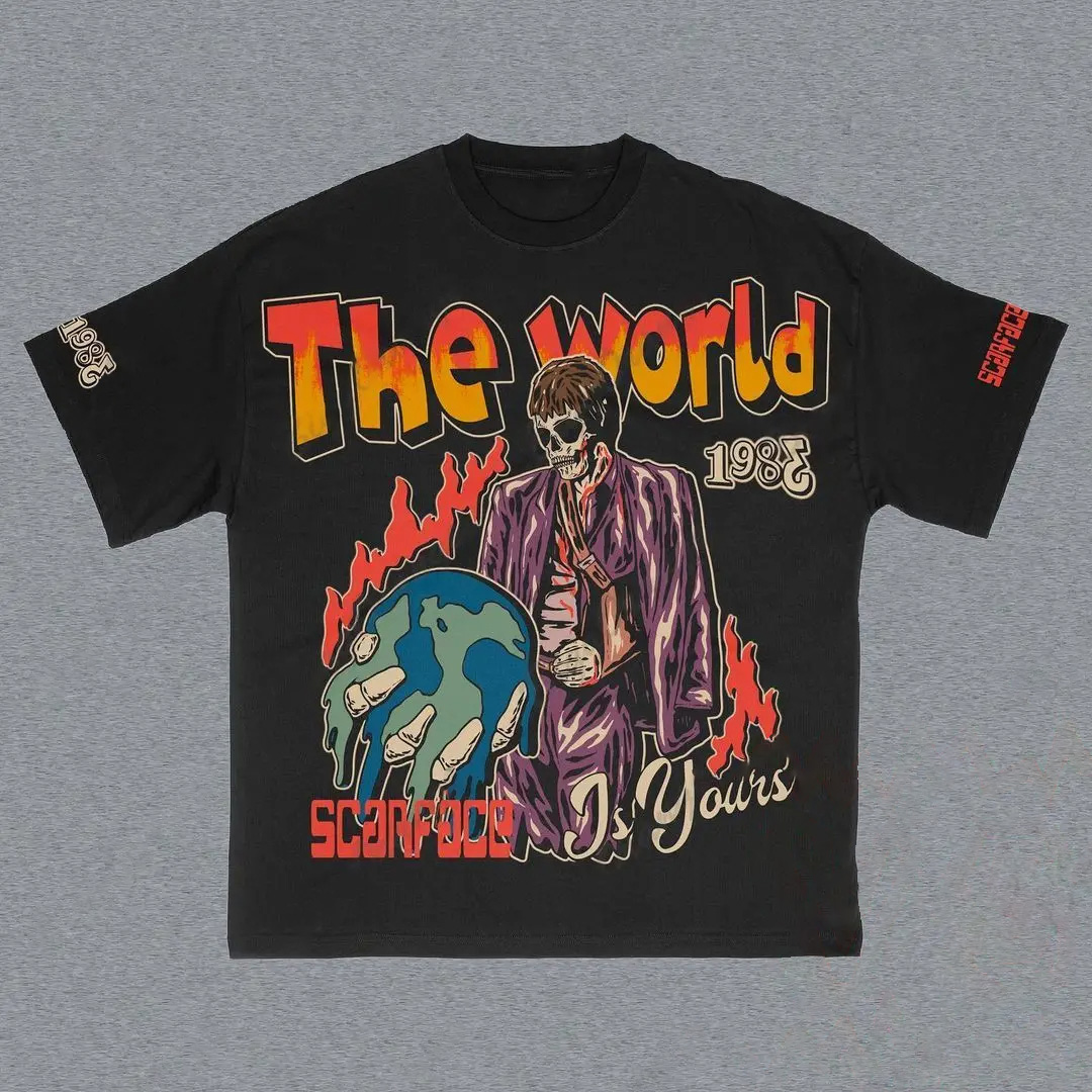 Sopula Unisex The World Graphic Skull Print Cotton T-Shirt - SOPULA