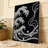 (30x40cm)Big Waves DIY Pearl Painting Framed Grape Handmade Pearl Material Art Kit Living Room Decor
