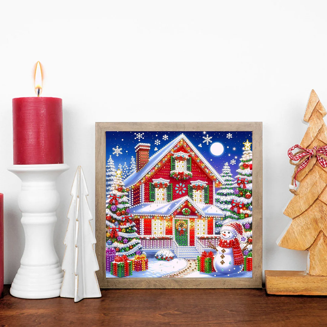 Christmas House - Diamond Painting - Partial Special Shaped Drill(Canvas|30*30cm)
