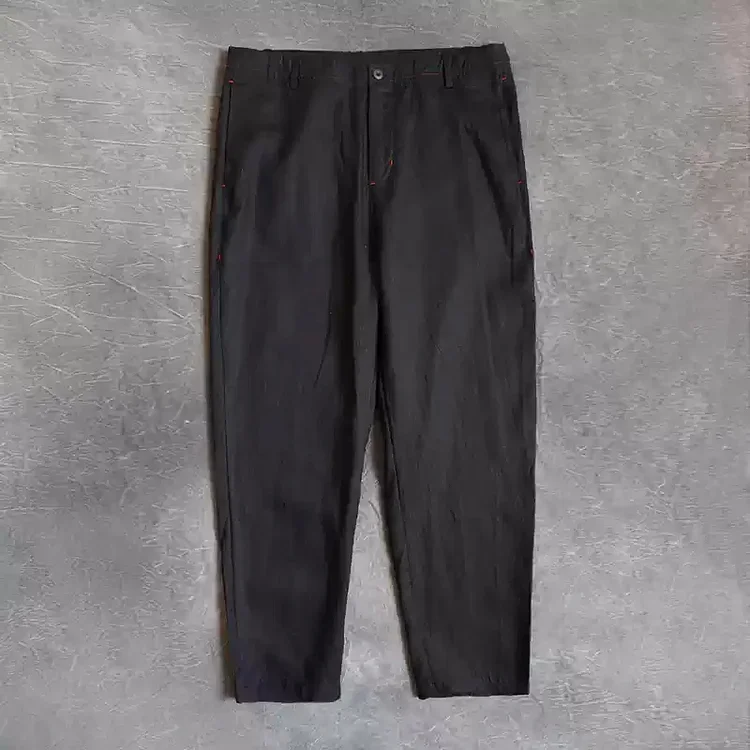 Men's Casual Linen Straight-Leg Cropped Trousers