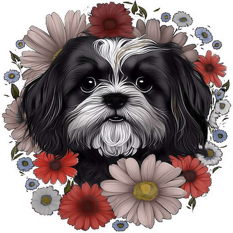 Puppy 30*30CM(Canvas) Full Round Drill Diamond Painting gbfke