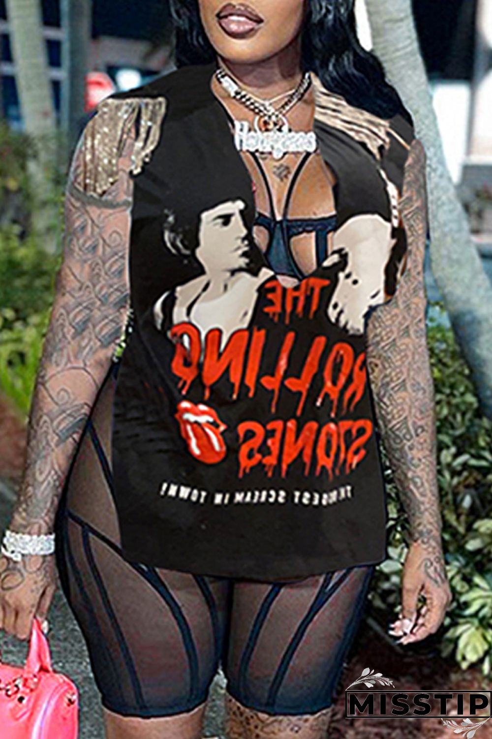 Brown Fashion Casual Print Tassel Patchwork V Neck T-Shirts