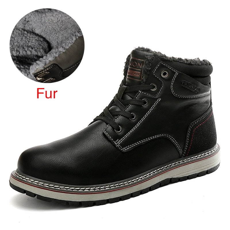 DEKABR Split Leather Men Boots Brand Lace-up Waterproof Winter Snow Boots For Men 2021 New Classic Casual Men Work Boots Size 46