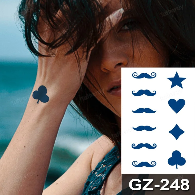 Waterproof Temporary Juice ink Sticker Triangle Star Words Feather Natural Fruit Gel Long lasting Tattoo Art for Men Women Arm