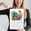 2027 Pearl Owl DIY Paper Diamond Painting Wall Calendar Set Special Shaped Partial Drill Monthly Flip Hanging Calendar Kit for Adults Beginners Gift Home Office Decor