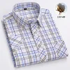 Men's Summer Plaid Cotton Casual Short Sleeve Shirt