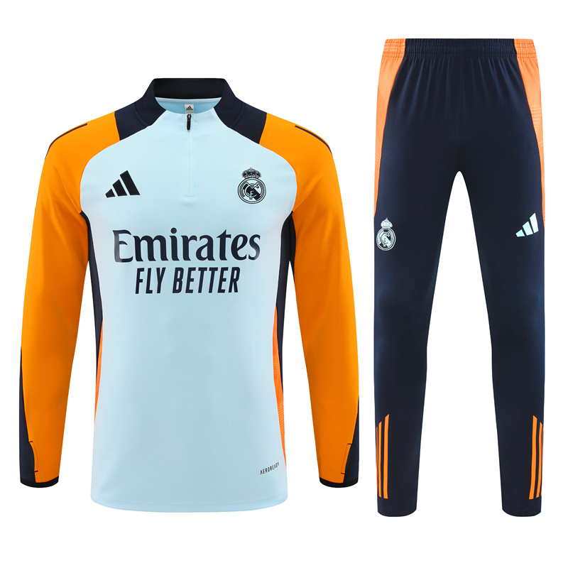 Real Madrid 24-25 Long Sleeve Training Set - Blue & Orange