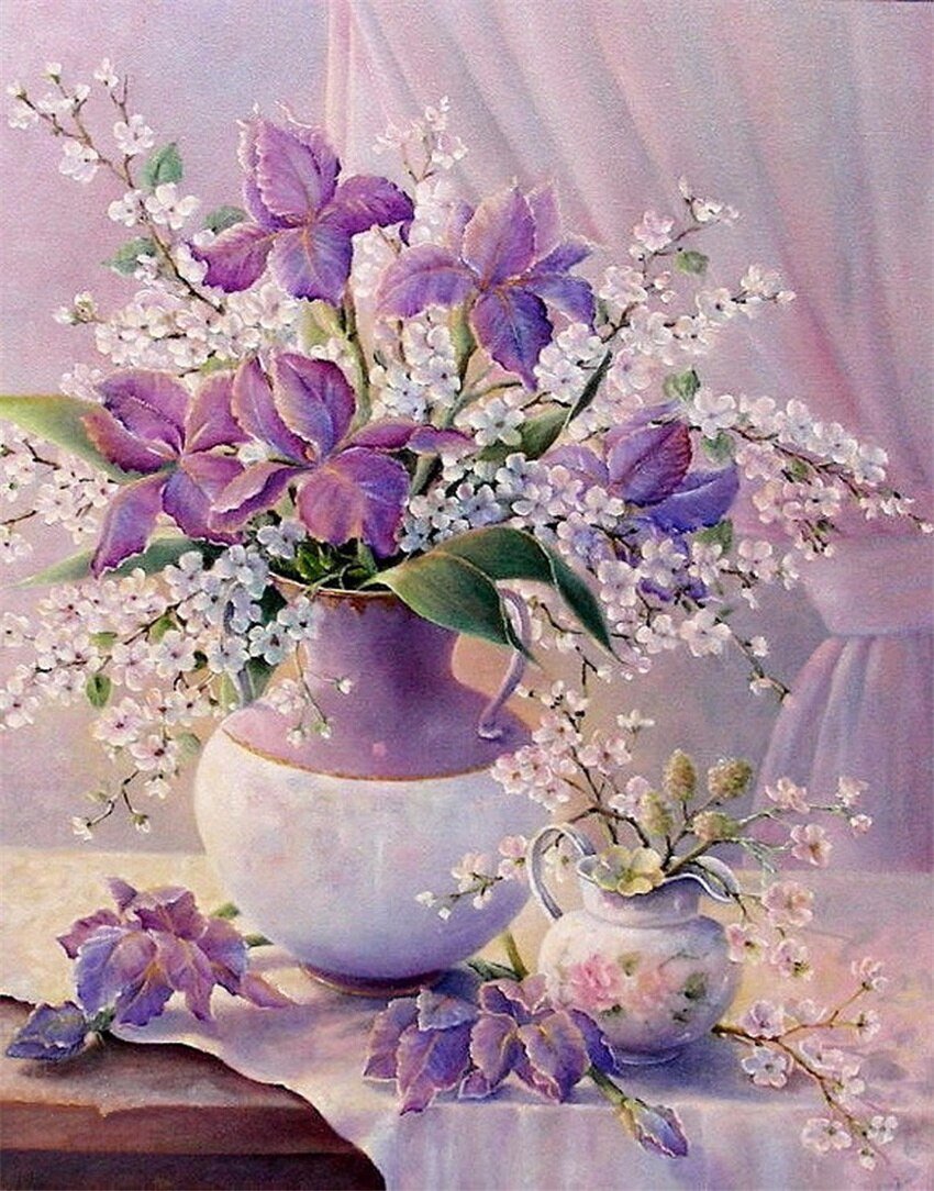 

Romantic Purple Flower Palette Knife – Paint By Numbers - 40*50CM, 501 Original