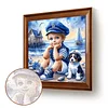 (US Local)Paint By Numbers Kit On Canvas DIY Oil Art Seaside Boy and Dog Picture Home Decor40x40cm