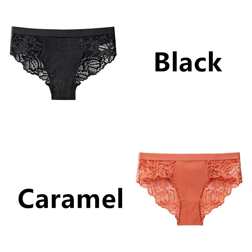 2Pcs/Lot Women's Invisible Underwear Panties Intimate Briefs For Women Sexy Transparent Floral Lace Panties Seamless Panty New