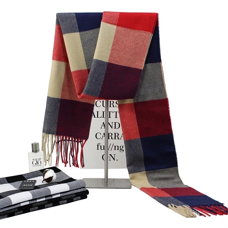 New Autumn And Winter Imitation Cashmere Student Men’s Business Casual Brushed Thick British Plaid Scarf Long Men’s Scarf
