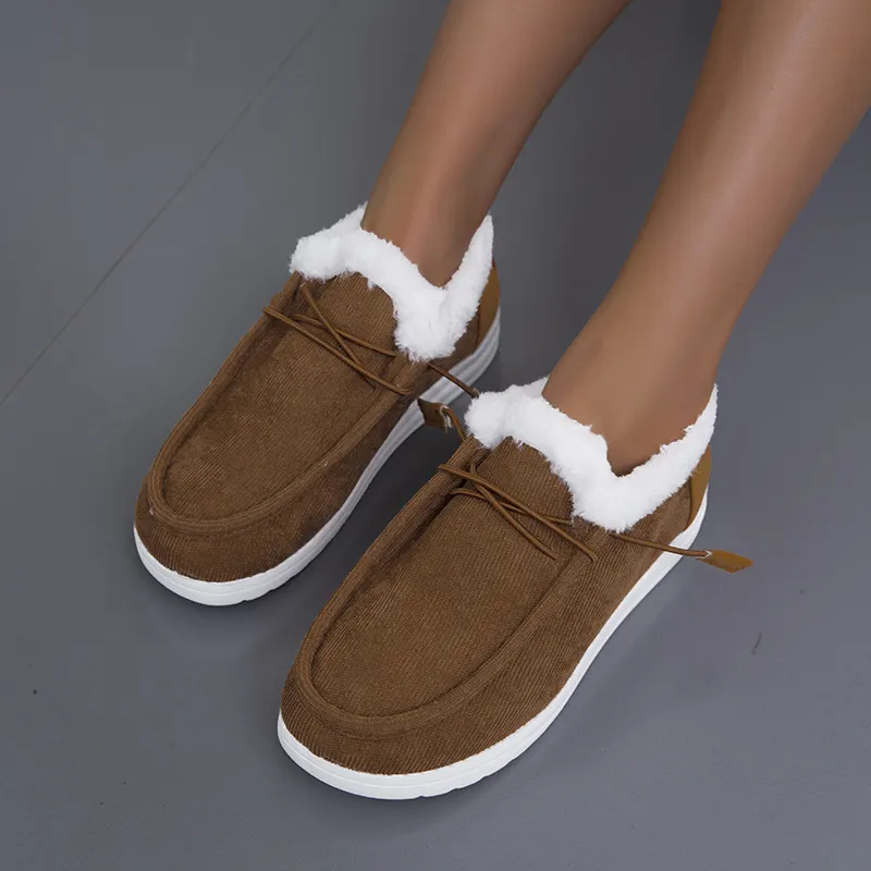 Breakj Breakj Women's Large Autumn And Winter New Thick Bottom Plus Velvet Thick Warm Cotton Shoes Casual Flat Cotton Shoes