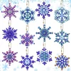 12PCS Diamond Painting Snowflakes Double Sided Keychain
