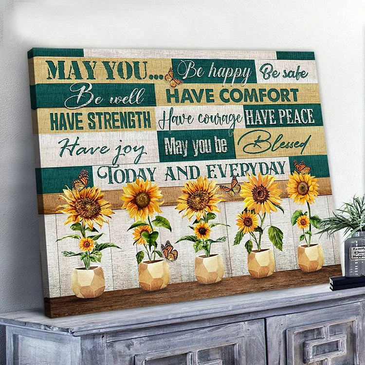 Sunflower and Hummingbird Canvas Poster Print Everyday is a Gift Canvas Poster (without Photo Frame)