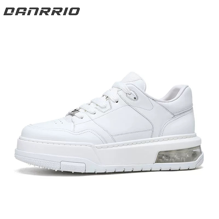 DANRRIO Leather Thick Sole Fashion Casual Skate Shoes | Men's Cowhide White Sneakers DANRRIO.COM DANRRIO