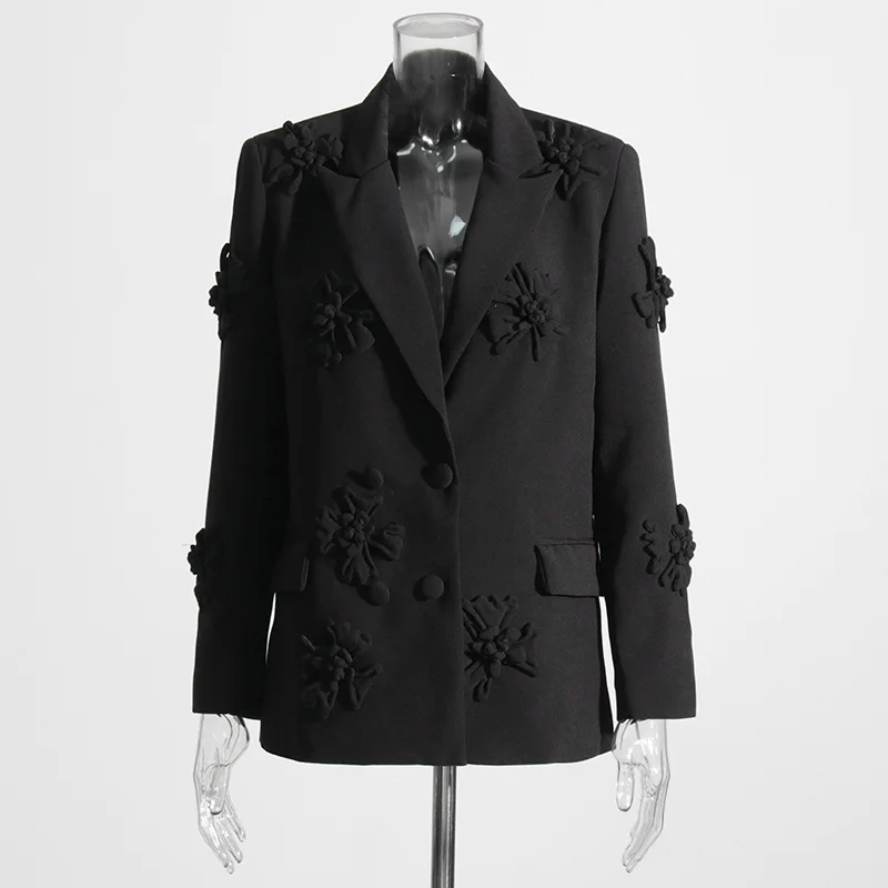 Toloer Toloer 2024 New Fashion Temperament Commuter Suit Collar Jacket Pants Three-Dimensional Flower Suit Female-Outfit Ideas