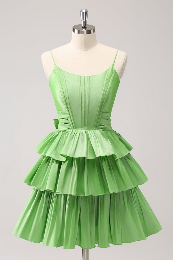 Tiered Mini Homecoming Dress with Bow