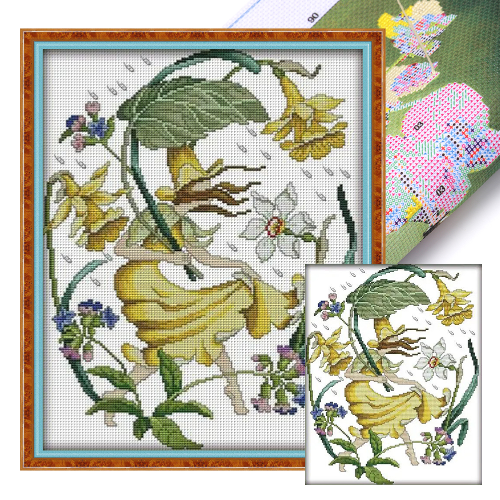 Mayflower Fairy Partial 14CT Pre-stamped Canvas(32*40cm) Cross Stitch(backstitch)