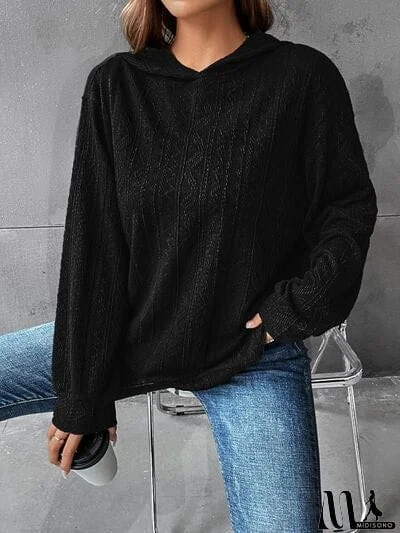 MidiSono - Textured Dropped Shoulder Hoodie