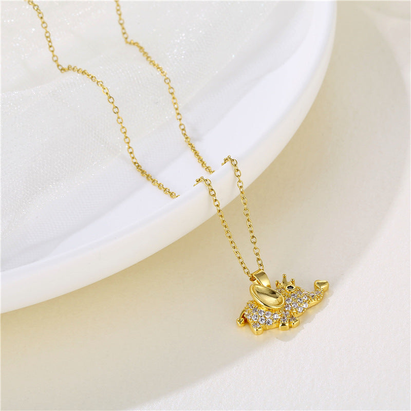 Women Minimalist Geometric Metal Elephant Stainless Steel Electroplating Necklaces