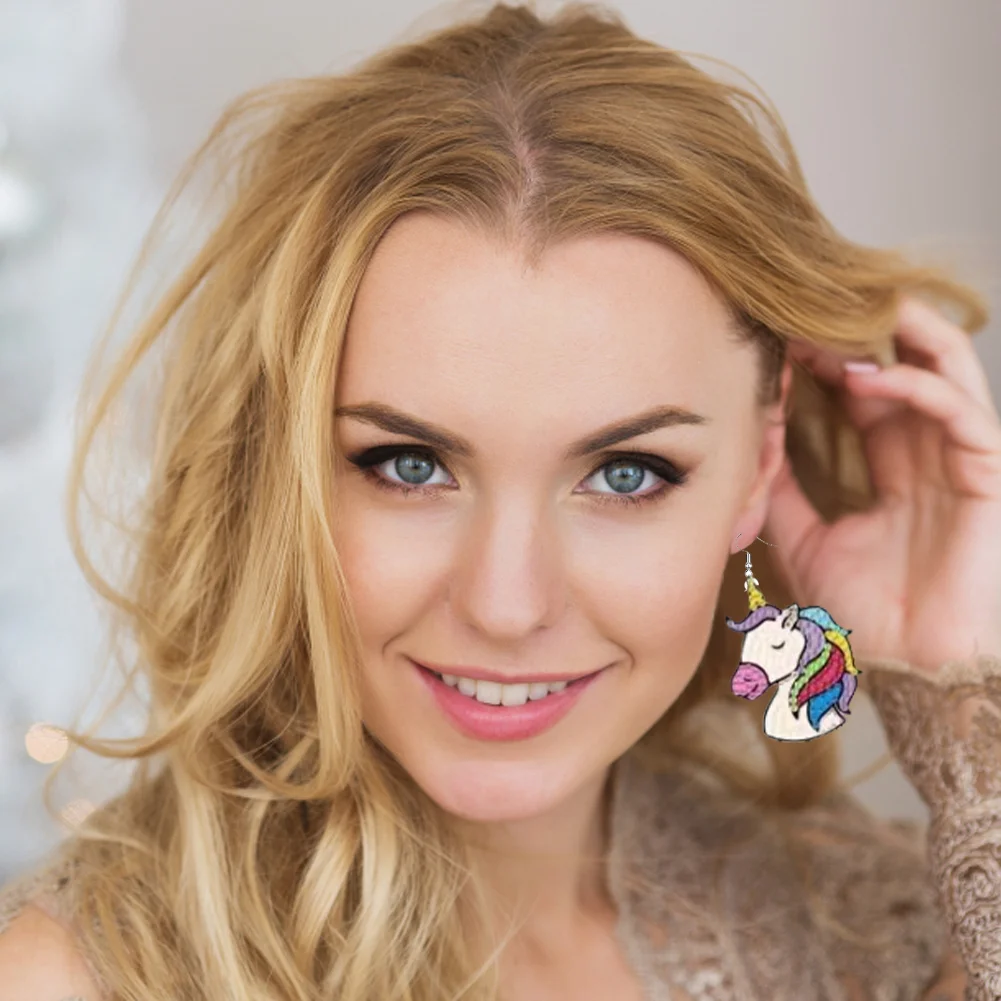 9 Pairs DIY Candy Ice Cream Unicorn Double Sided Diamond Painting DIY Earring Making Kit