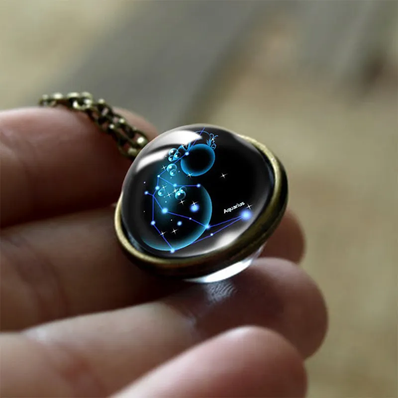 Glass 12 Zodiac Sign Protective Pendant