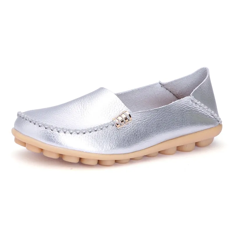 Women Flat 2021 Summer Women Genuine Leather Shoes Plus Size 35-42 Loafers Women Solid Casual Leather Flat Shoes Woman Footwear