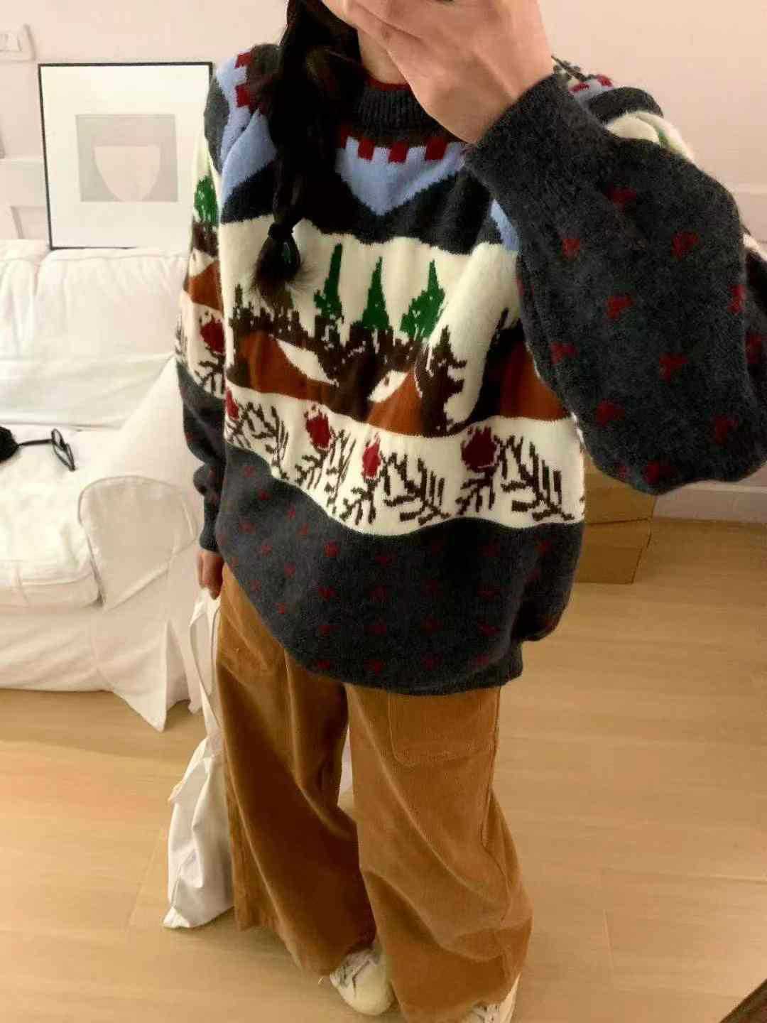 Chicfifth Sweater Women Winter Long Sleeve High Quality Autumn Vintage Top Knitted Cardigan