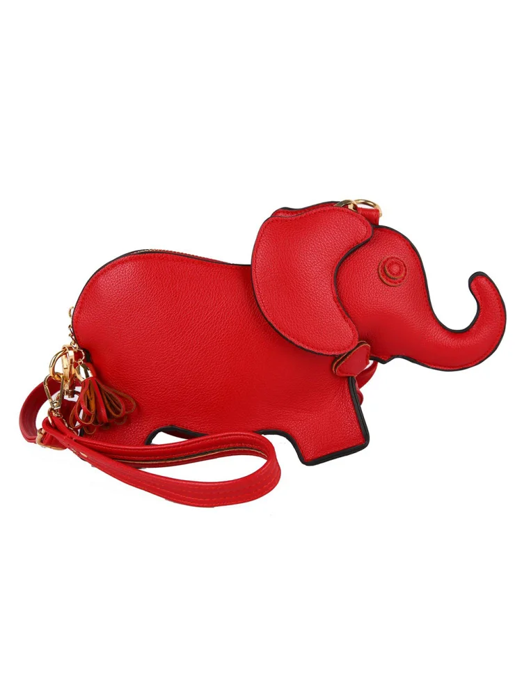 Fashion Women Elephant Shoulder Messenger Bag Mini Wristlet Bags (Wine Red)