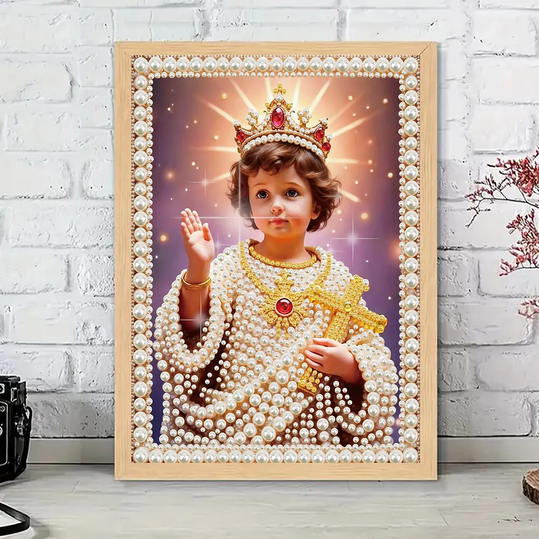 Jesus Special Shaped DIY Partial Drill Pearl Diamonds Painting for Adults Beginners Home Decor Pearl Gem Paintings Picture Arts Craft 11.81x15.75In