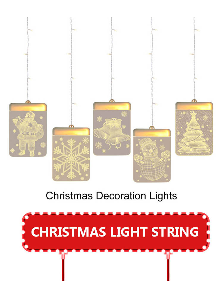 3D LED Light Snowman Elk Square Patterns USB Powered Christmas Party Decor