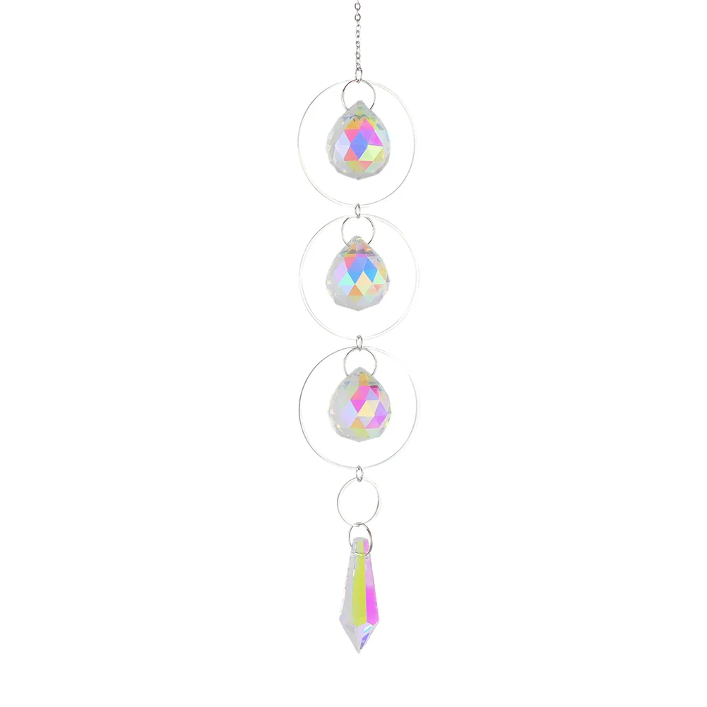 Wind Chime Crystal Diamond Light Catcher Ball Ornaments Round Frame Pendant