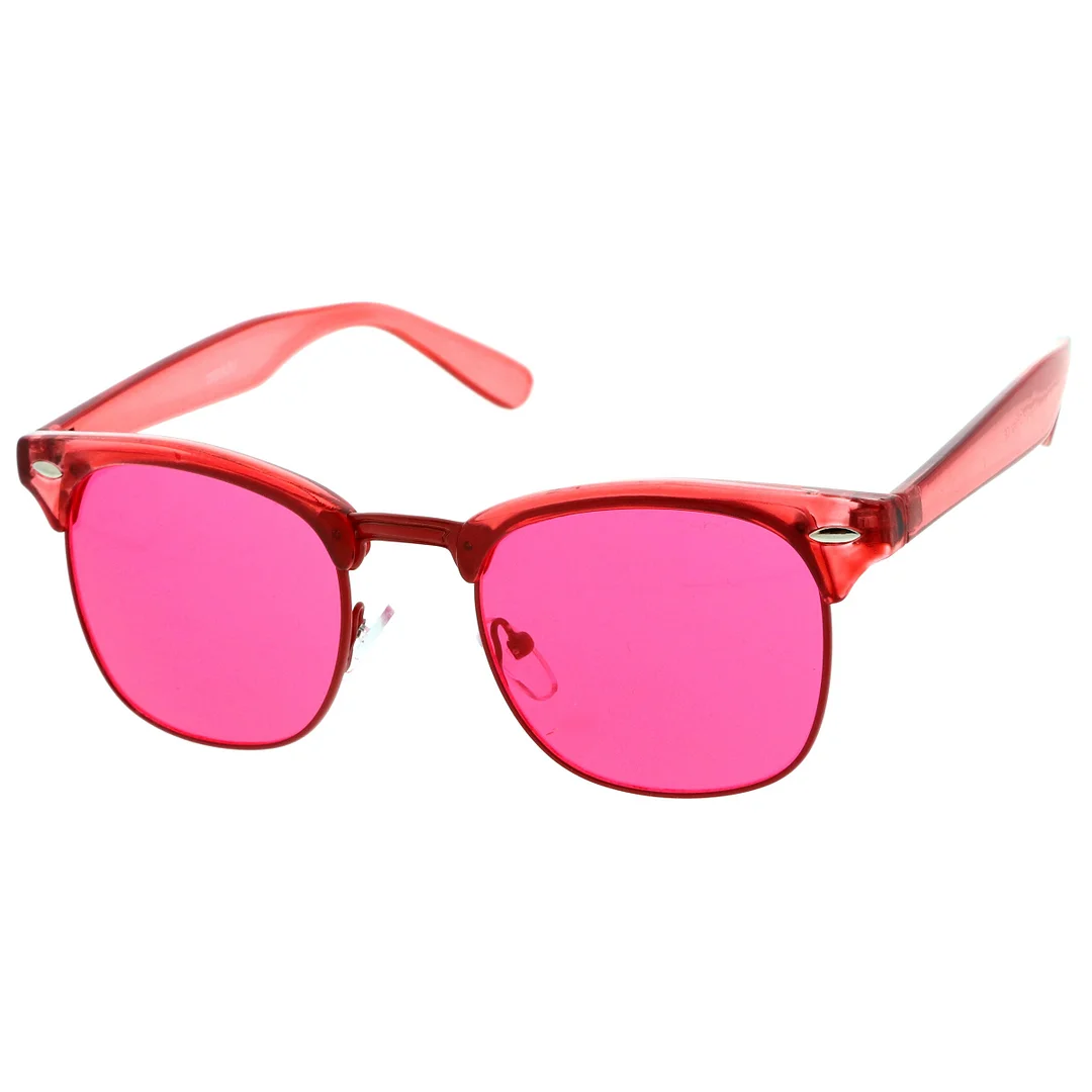 Classic Translucent Horn Rimmed Square Color Tinted Lens Half Frame glasses 49mm