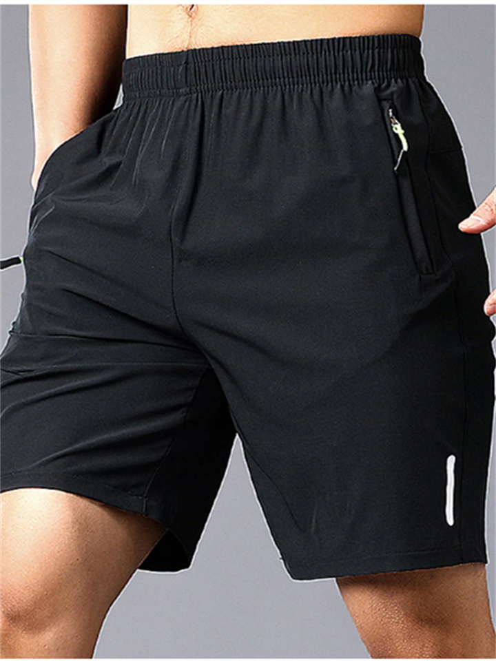 Men's Athletic Shorts Active Shorts Casual Shorts Drawstring Elastic Waist Zipper Pocket Solid Color Breathable Quick Dry Knee Length Casual Daily Going out Stylish Simple Black Blue Micro-elastic