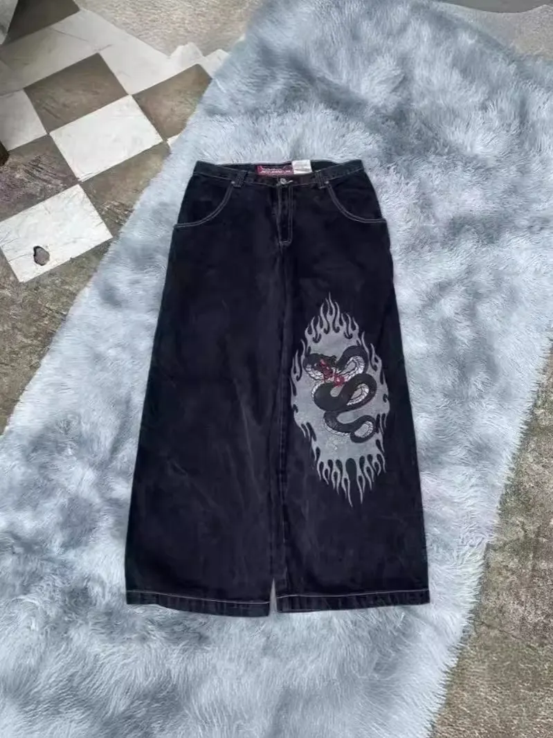 Uveng Year's Popular Style JNCO Graphics Jeans Y2K Hip-Hop Loose Jeans For Men And Women Harajuku