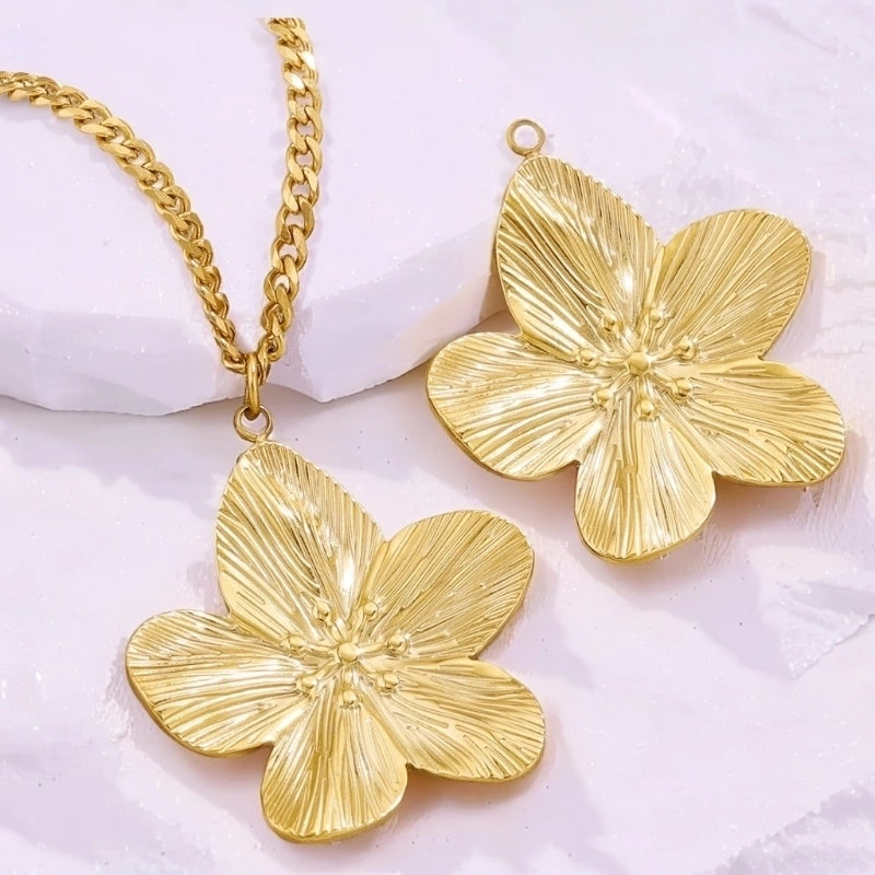 1 Piece 31mm 304 Stainless Steel Flower Pendant