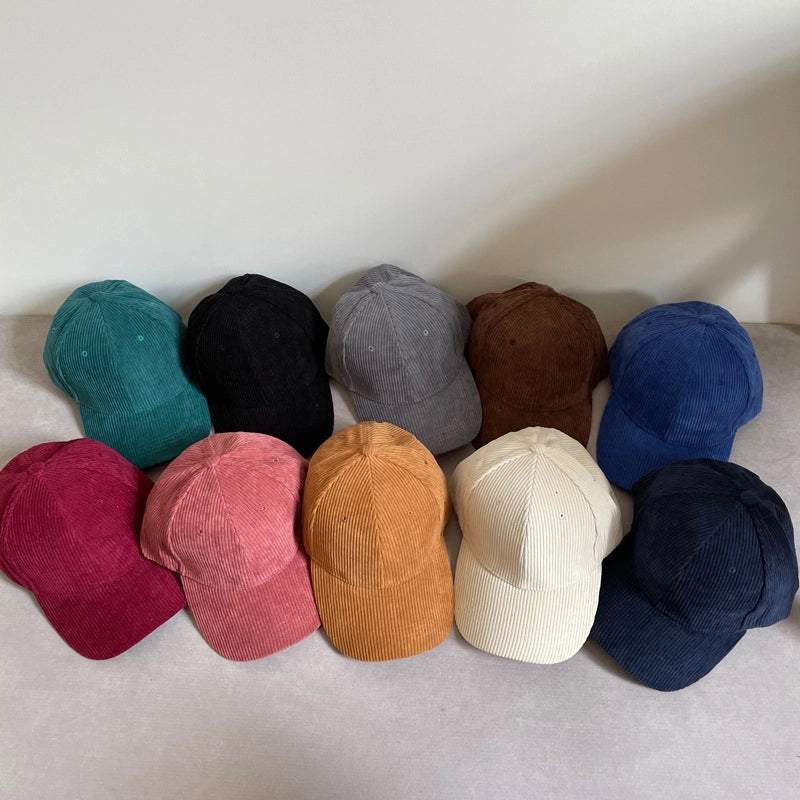 Korean Versatile Solid Color Couple Baseball Hat Casual Corduroy Japanese Style Autumn And Winter Warm Cap For Men And Women Students