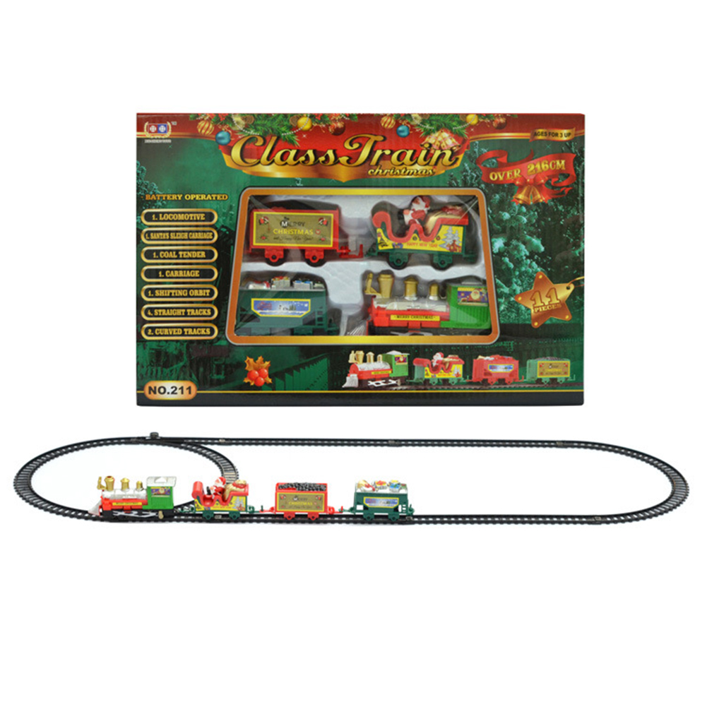 Cartoon Christmas Train Track Toy Battery-Powered Christmas Gifts for Boys Girls