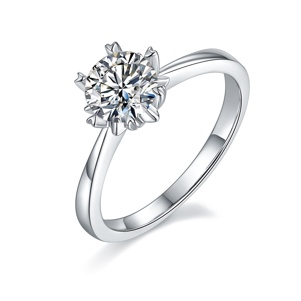 S925 Sterling Silver Moissanite Classic Six-Prong Ladies Ring  Delicate Diamond Engagement Wedding Ring