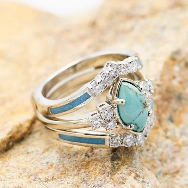 🔥 Last Day Promotion 70% OFF🔥-Cut Turquoise Diamond Decoration Set Ring