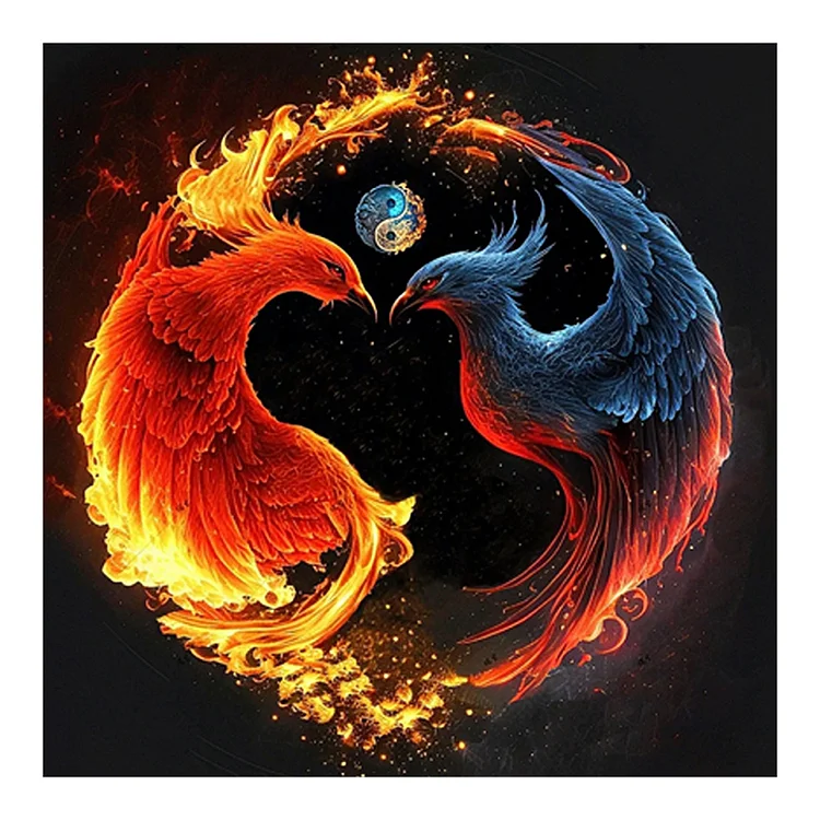 Phoenix Yin And Yang Diagram - Full Round 30*30CM