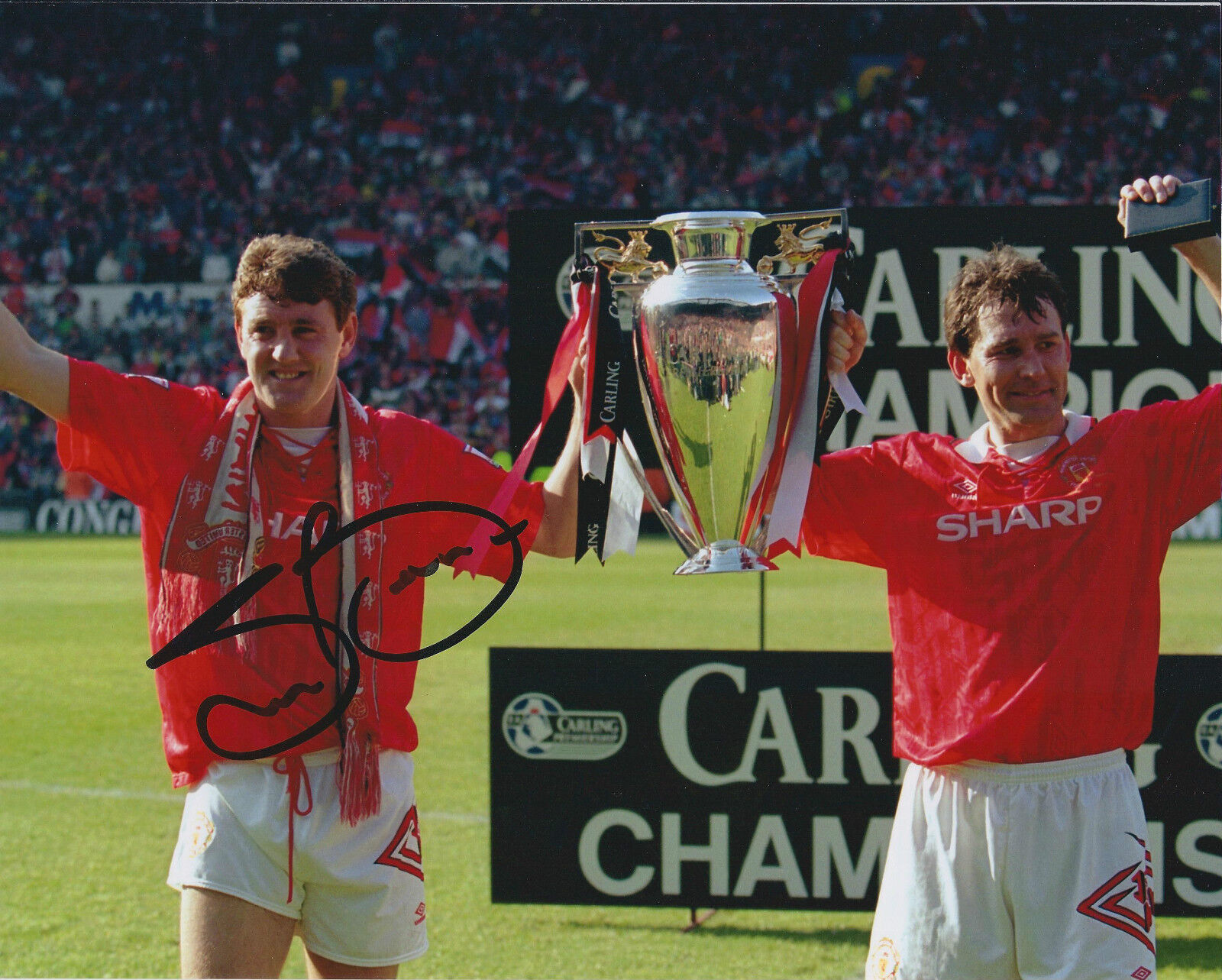 Steve BRUCE SIGNED Manchester United 10x8 Photo Poster painting AFTAL COA Premier League Winner