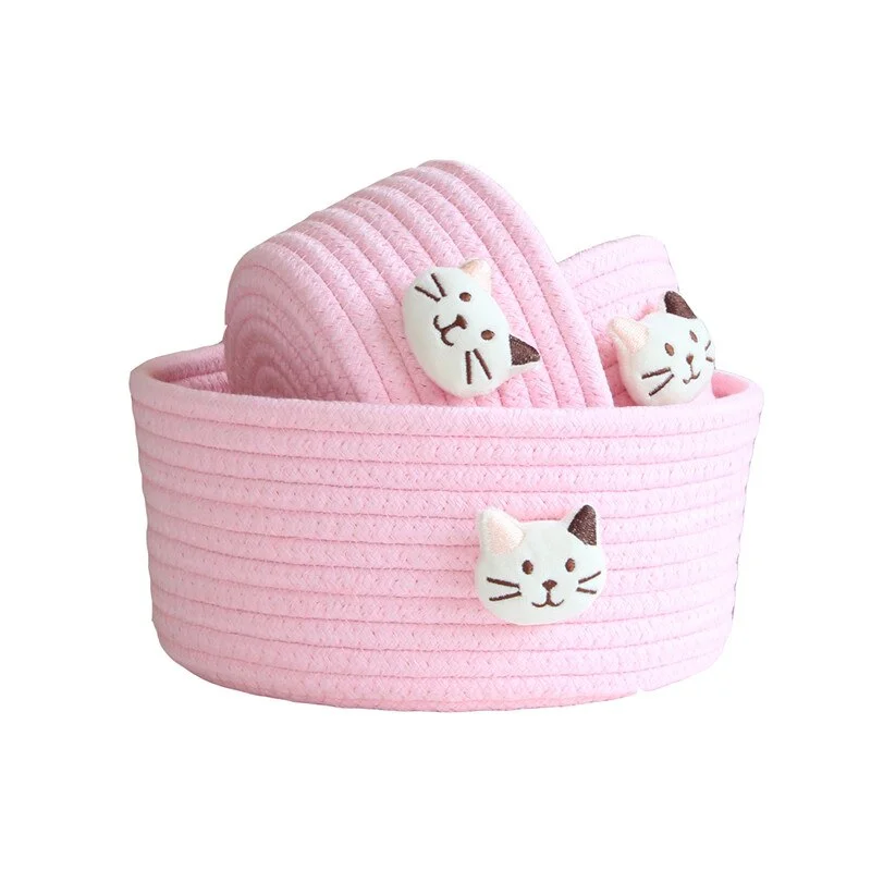 Cartoon Animals Cotton Rope Storage Baskets Baby Dirty Clothes Laundry Basket Weaving Kids Toys Desktop Sundries Organizer Box